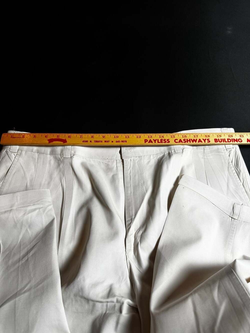Vintage White Cotton Pleated Trousers 40x31 - Picture 6 of 8